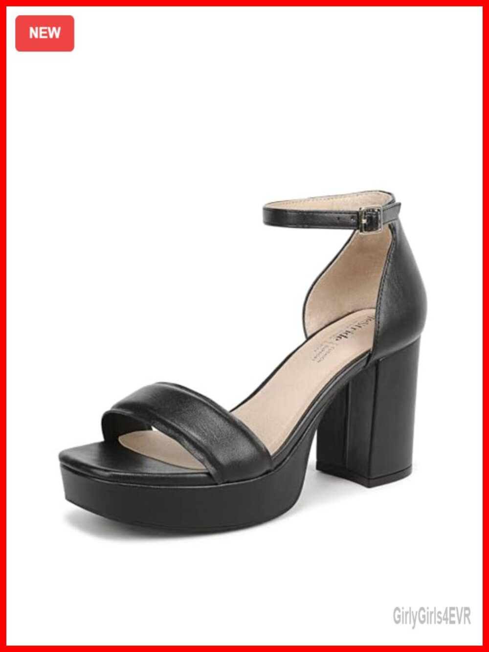 LifeStride Platform Block Heel Strappy Sandals Faux Leather